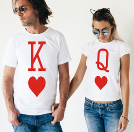 Koszulki dla par - Król serce i dama serce