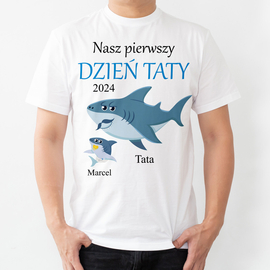 Nasz pierwszy DZIEŃ TATY - rekin - koszulka męska