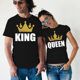QUEEN & KING -zestaw dla pary - złoty nadruk